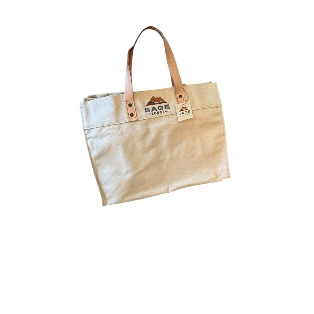 Sage Lodge Cream and Tan Tote Bag